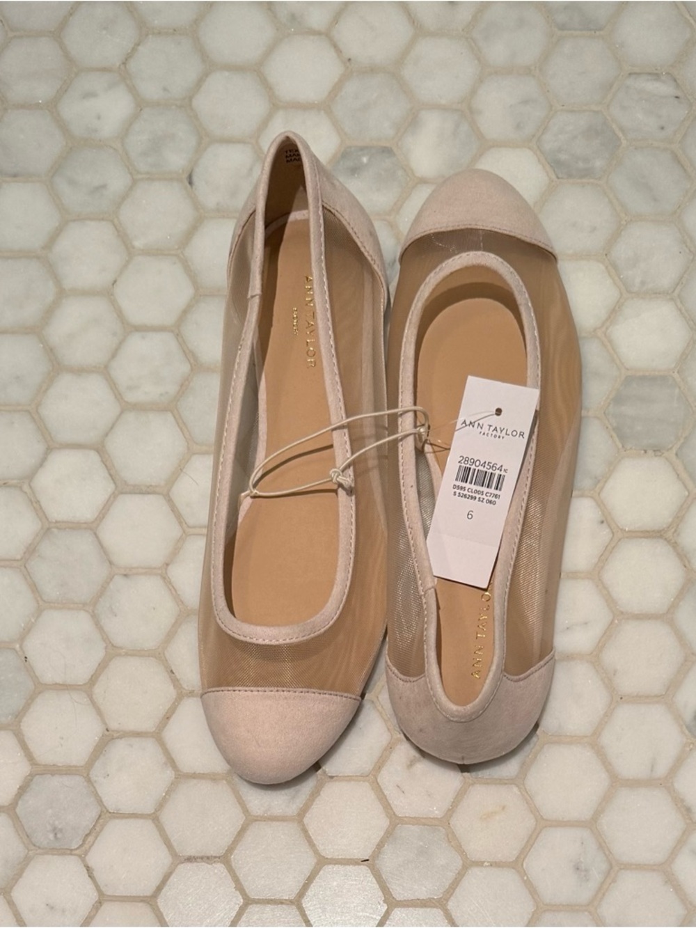 Ann Taylor Factory Mesh Cap-Toe Ballet Flats
